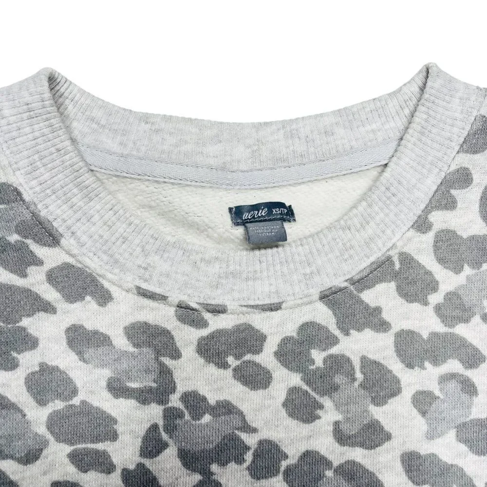 AERIE Gray Leopard Oversized Sweatshirt  - Picture 3 of 7